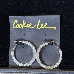 Cookie Lee Sparkling Crystal Hoop Earrings